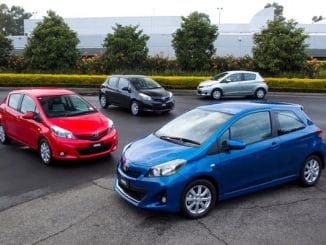 2011 Toyota Yaris range - ZR (right), YRX (left), YRS and YR (rear)