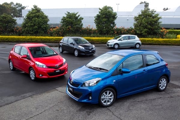 2011 Toyota Yaris range - ZR (right), YRX (left), YRS and YR (rear)