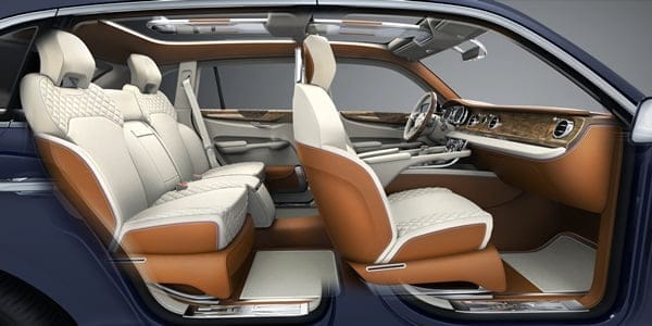 Bentley EXP 9 F AWD SUV Concept seats shot