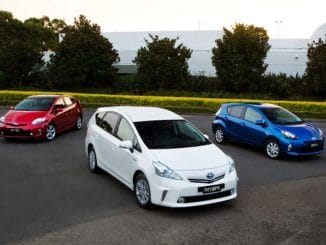 2012 Toyota Prius family - (left to right) Prius, Prius v and Prius c