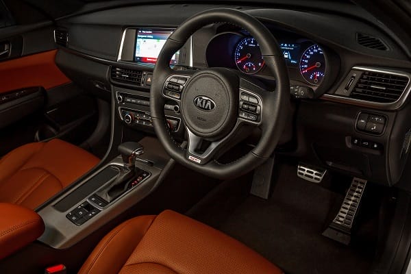 2016 Kia Optima GT Turbo red leather interior