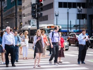 texting while crossing street