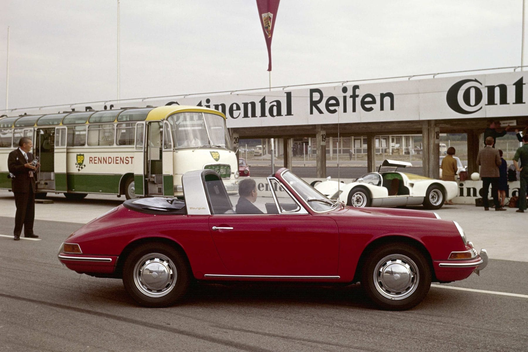 At the Hockenheimring Porsche Type 911 20 Targa model year 1967