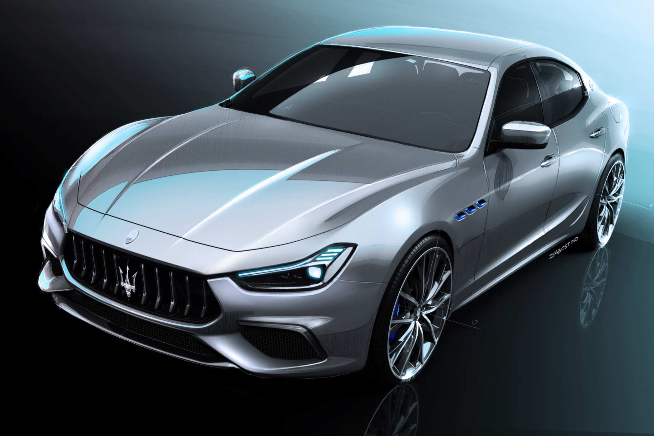 Maserati Ghibli Hybrid sketch 1