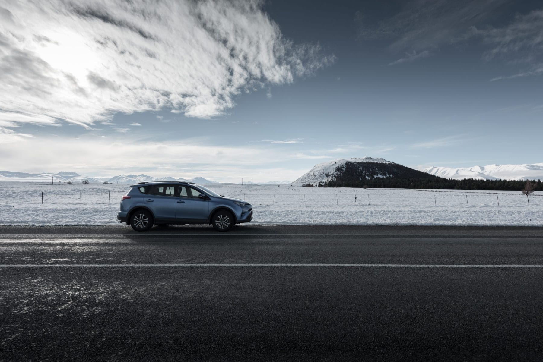 Road trip at New Zealand in winter