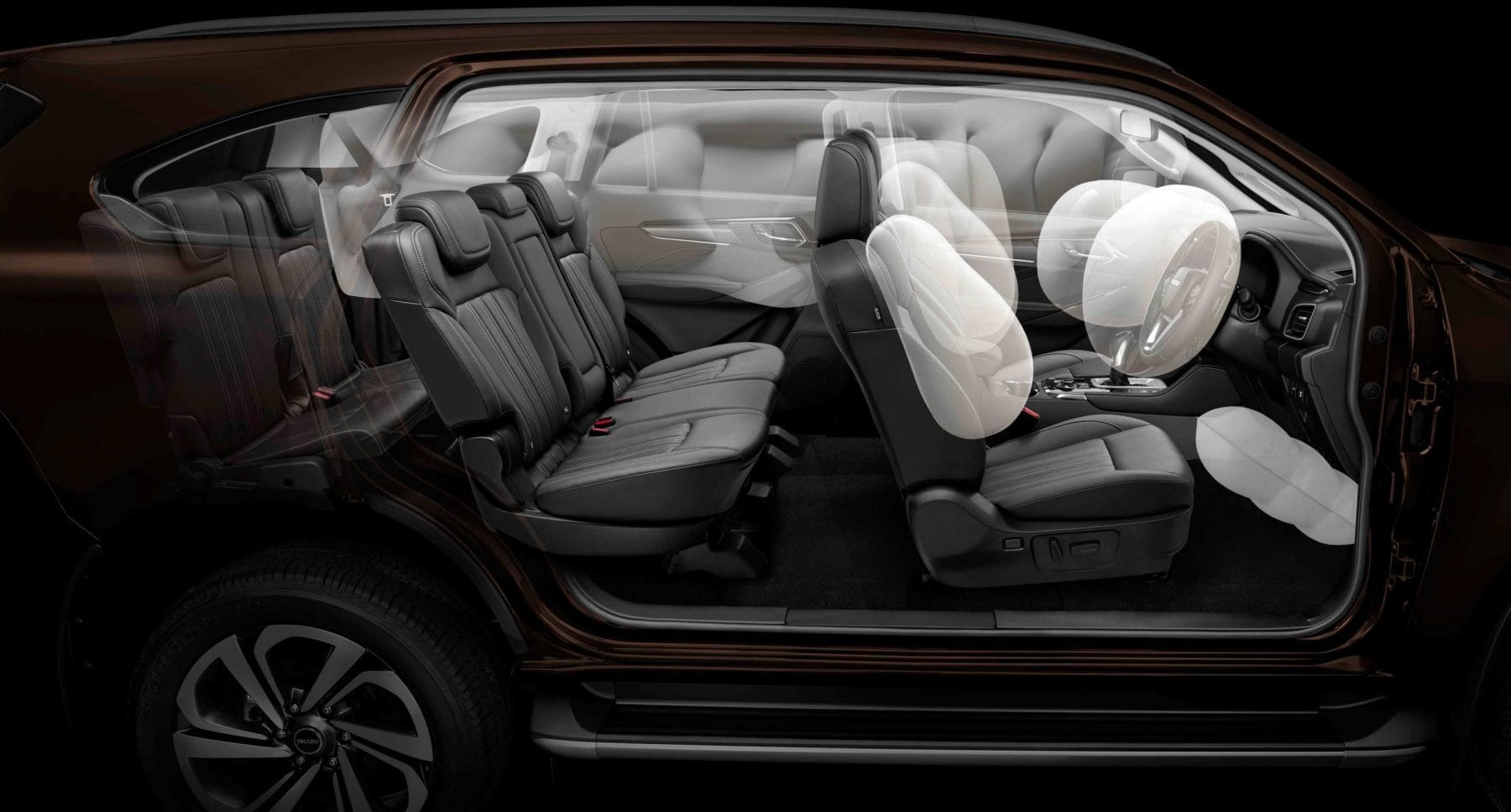 21MY ISUZU MU-X 4x4 LS-T Jasper Brown mica - Side Profile with Airbags.