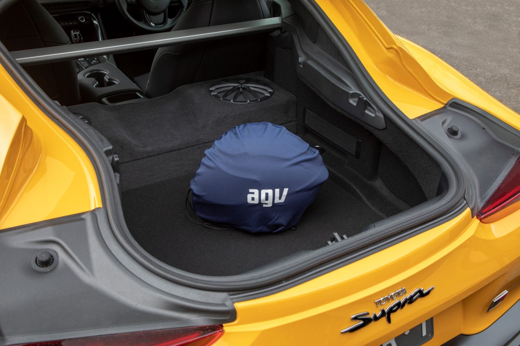 2019 Toyota GR Supra GTS Silverstone Yellow cargo area.