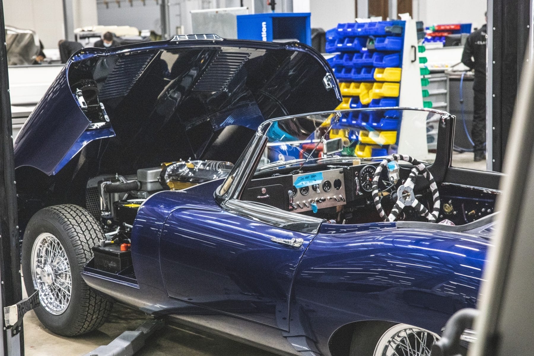 1965 series 1 Jaguar E-Type restored in workshop