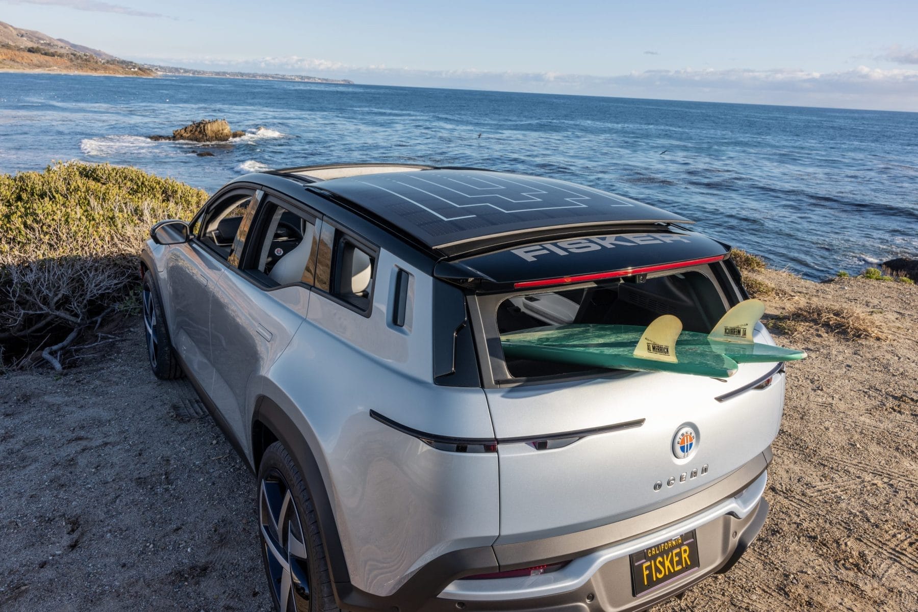 Fisker Ocean Silver in Leo Carrilo Beach; Golden Hour