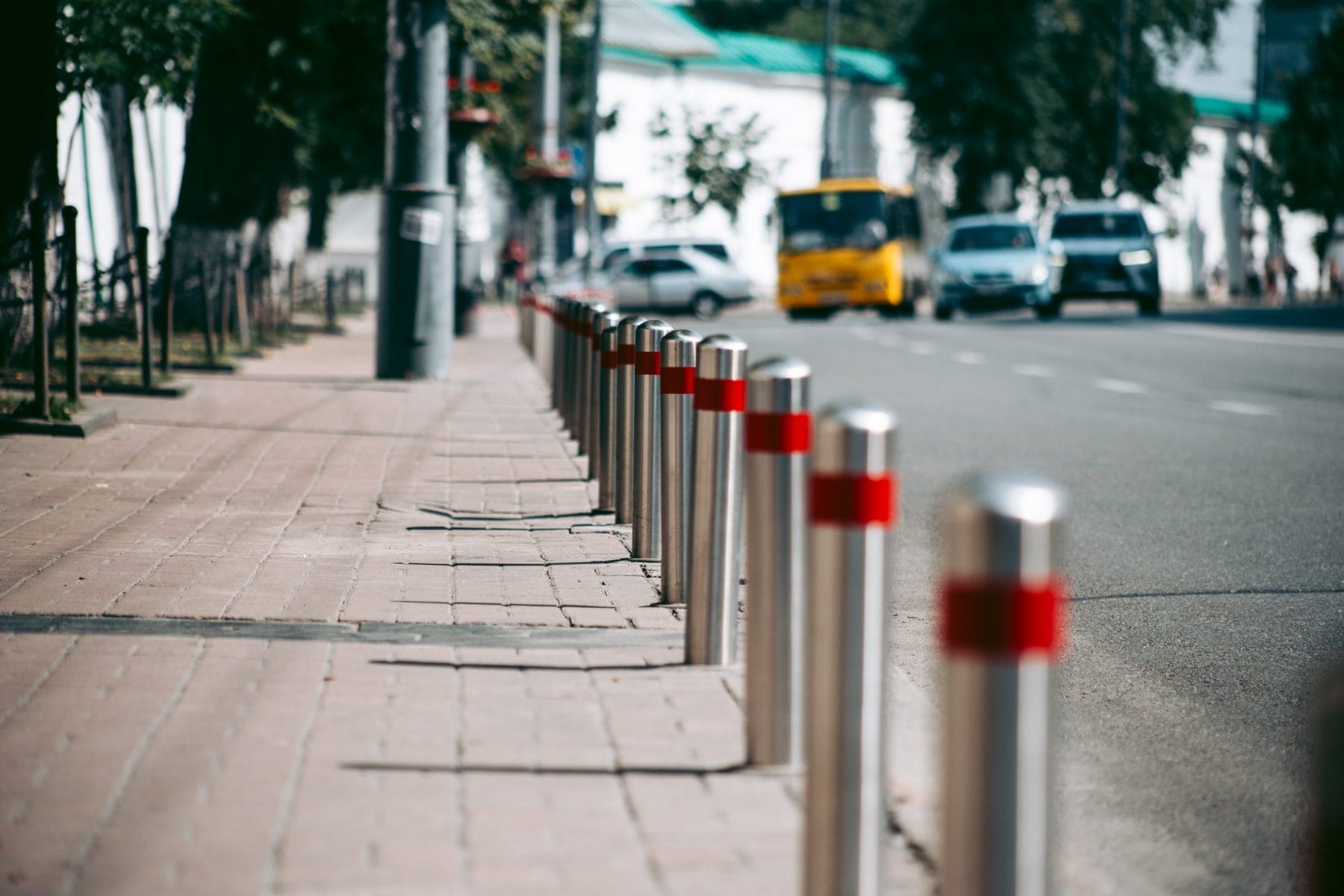 Anti parking bollard in the city