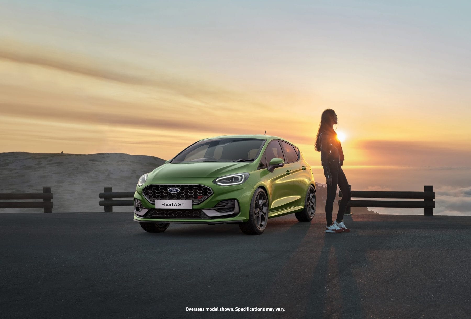 Ford Fiesta ST_5DR_RHD_MeanGreen_Sunset_FR34