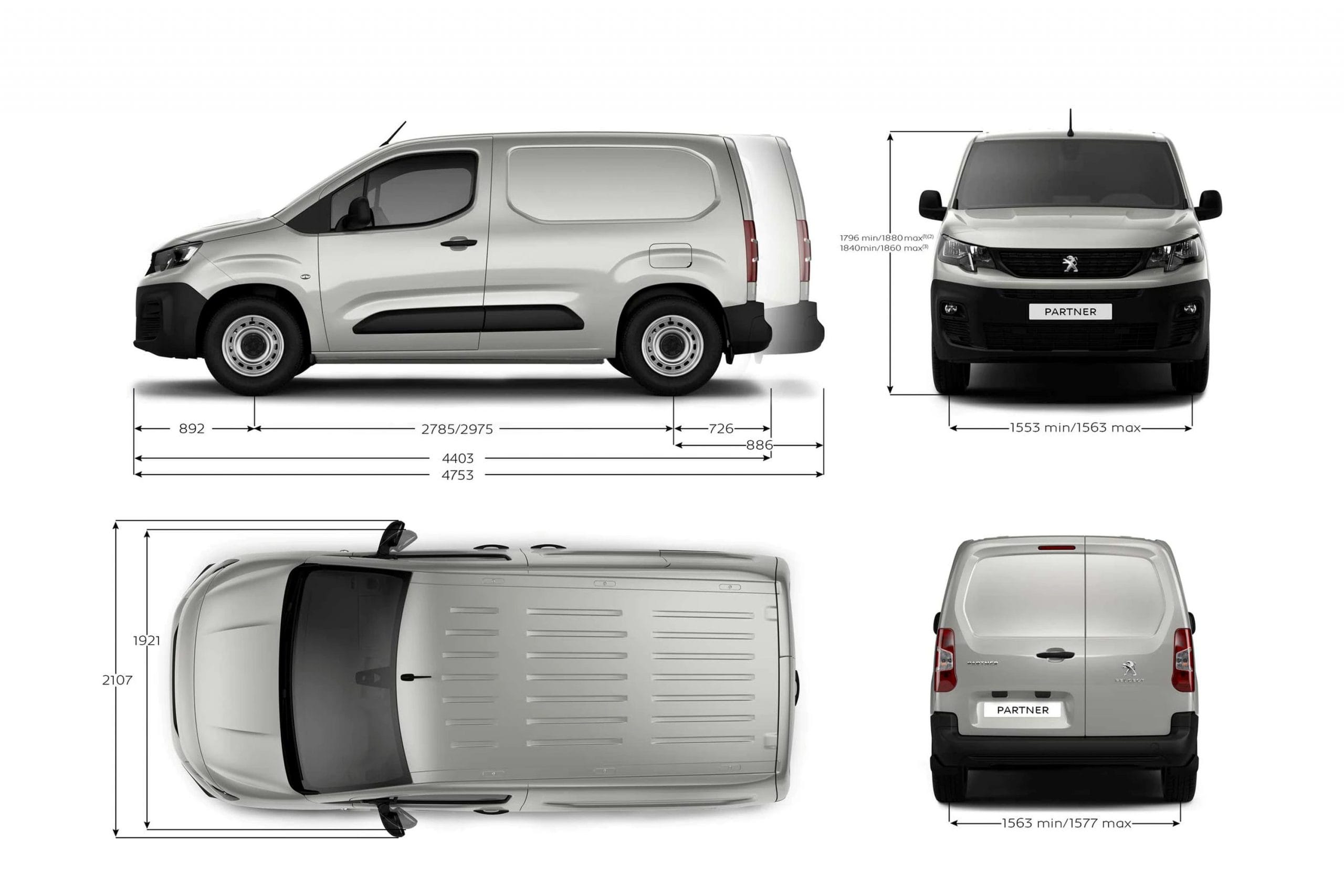 Peugeot Partner Pro Van dimensions 1