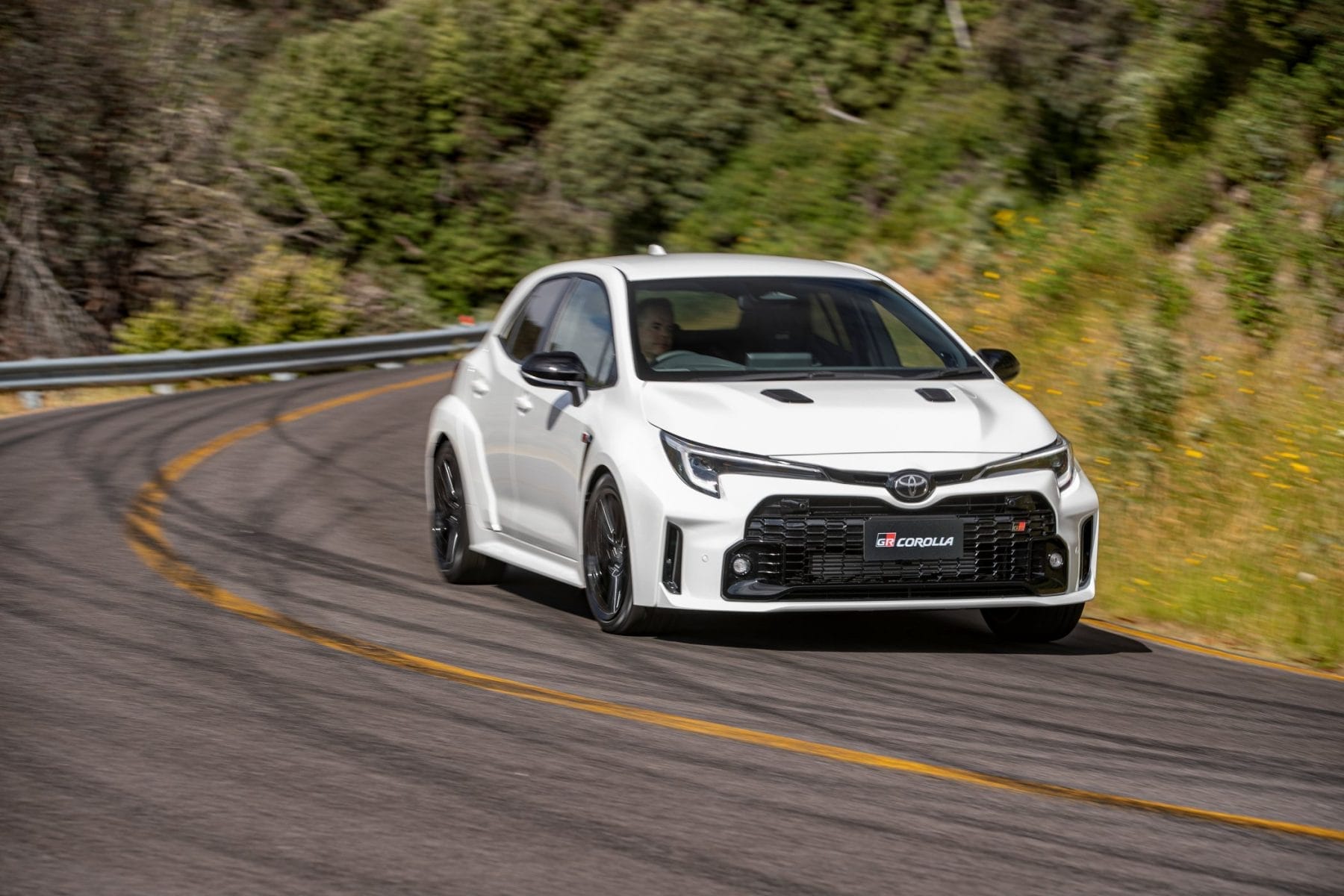 2023 Toyota GR Corolla GTS (Glacier White) on road