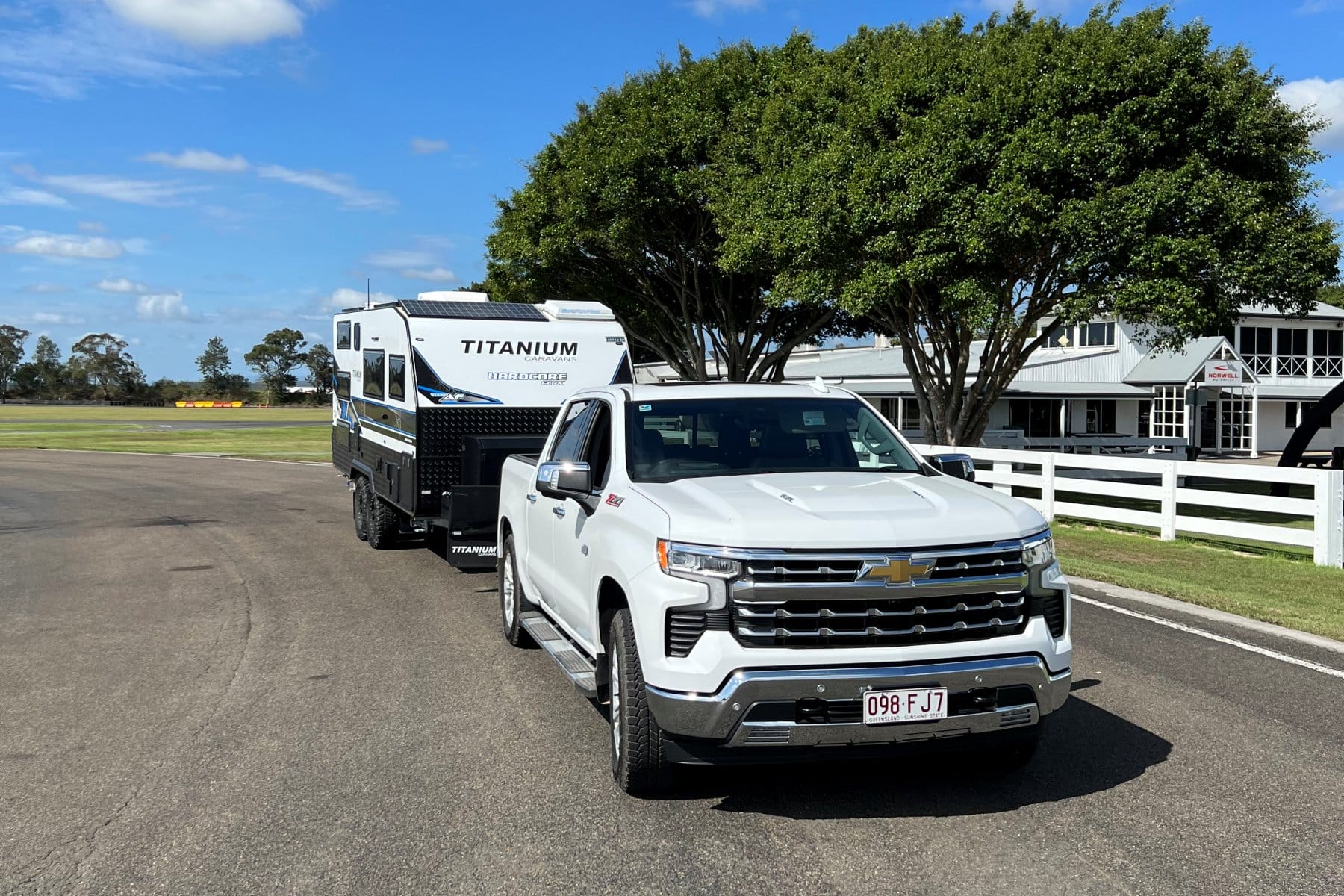 2023 Chevrolet Silverado 1500 LTZ Premium towing a van 2