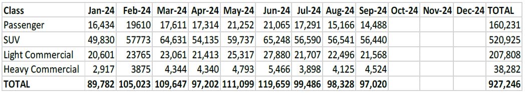 Car sales by segment