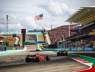 AUSTIN, TEXAS - OCTOBER 23: Charles Leclerc of Monaco driving (16) the Ferrari F1-75 follows Max Verstappen of the Netherlands driving the (1) Oracle Red Bull Racing RB18 on track during the F1 Grand Prix of USA at Circuit of The Americas on October 23, 2022 in Austin, Texas. (Photo by Jared C. Tilton/Getty Images)